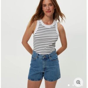 Abercrombie & Fitch Scoopneck Cropped White With Black Stripes Tank Top Size M